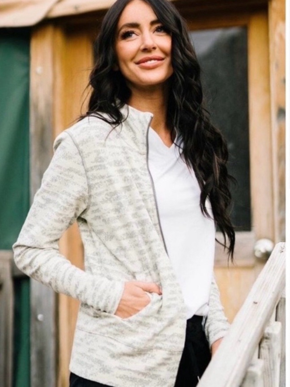 NWT Zyia Activewear Cream Combo Zip up Jacket Size Medium